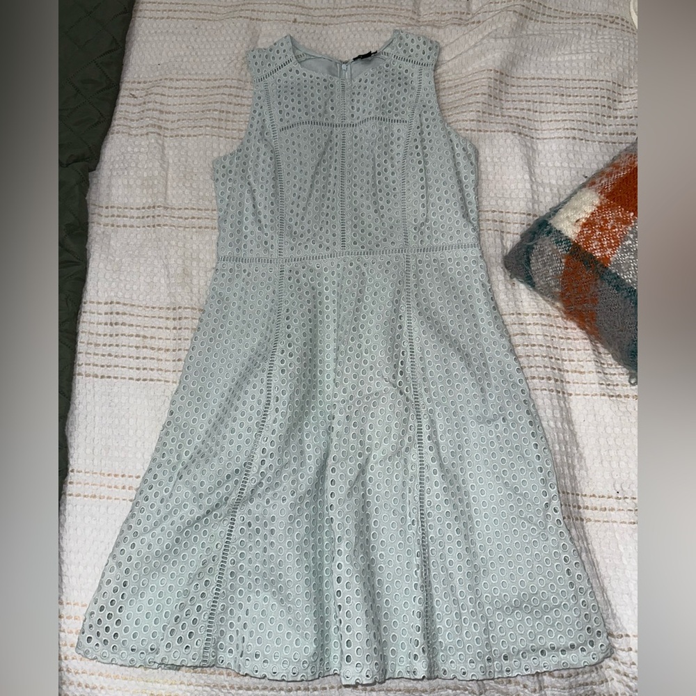 Ann Taylor Light Green Eyelet Midi Dress
